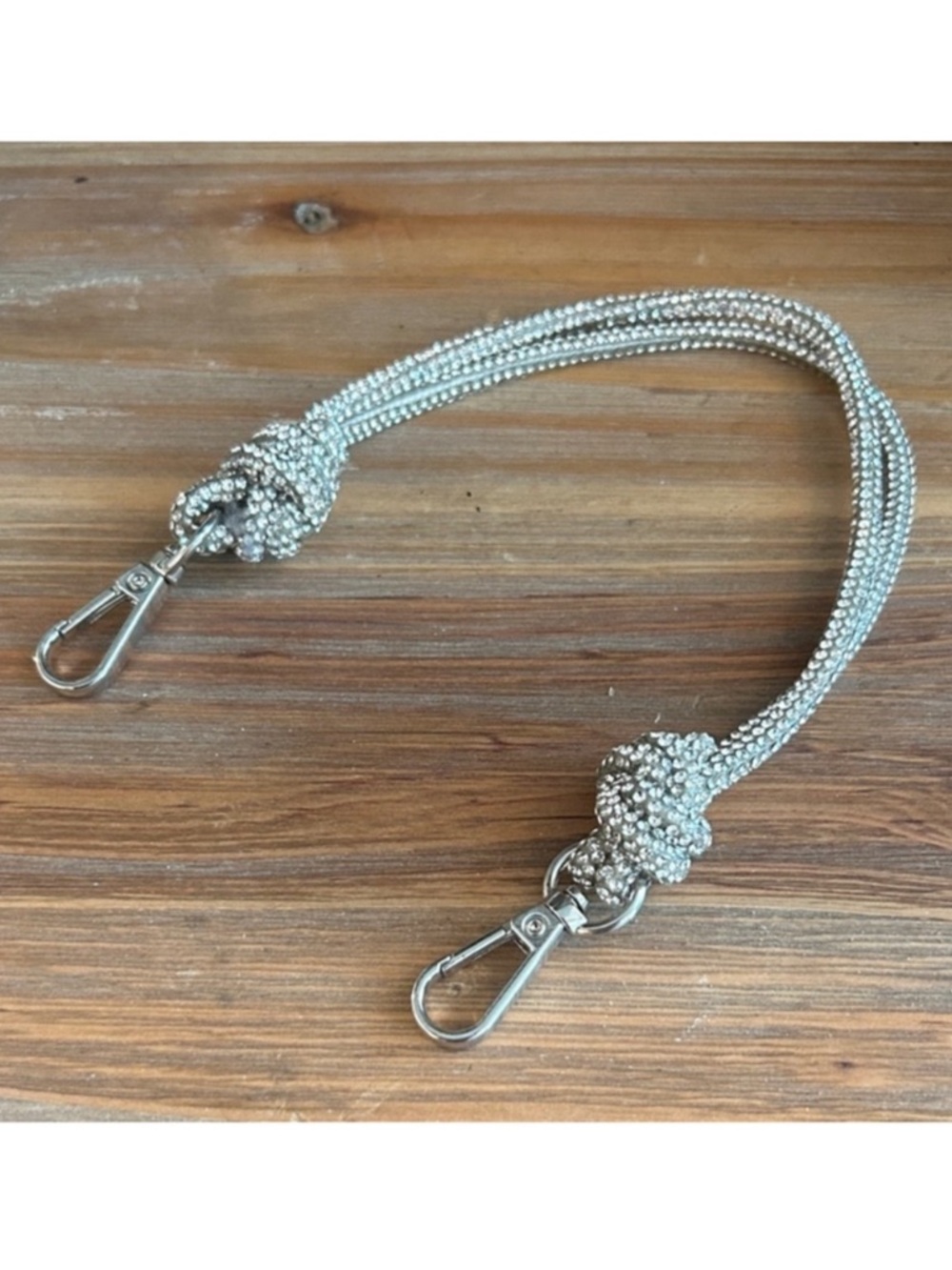 Silver Crystal Beaded Bag Strap